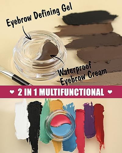 Eyebrow Gel Brow Pomade Set-2 in 1 Waterproof Tinted Brow Cream Gel Taupe & Clear Brow Setting Glue Wax,Filling & Shaping Tinted Brow Filler with Brow Brush Razor,Brow Color Makeup for Women -#03