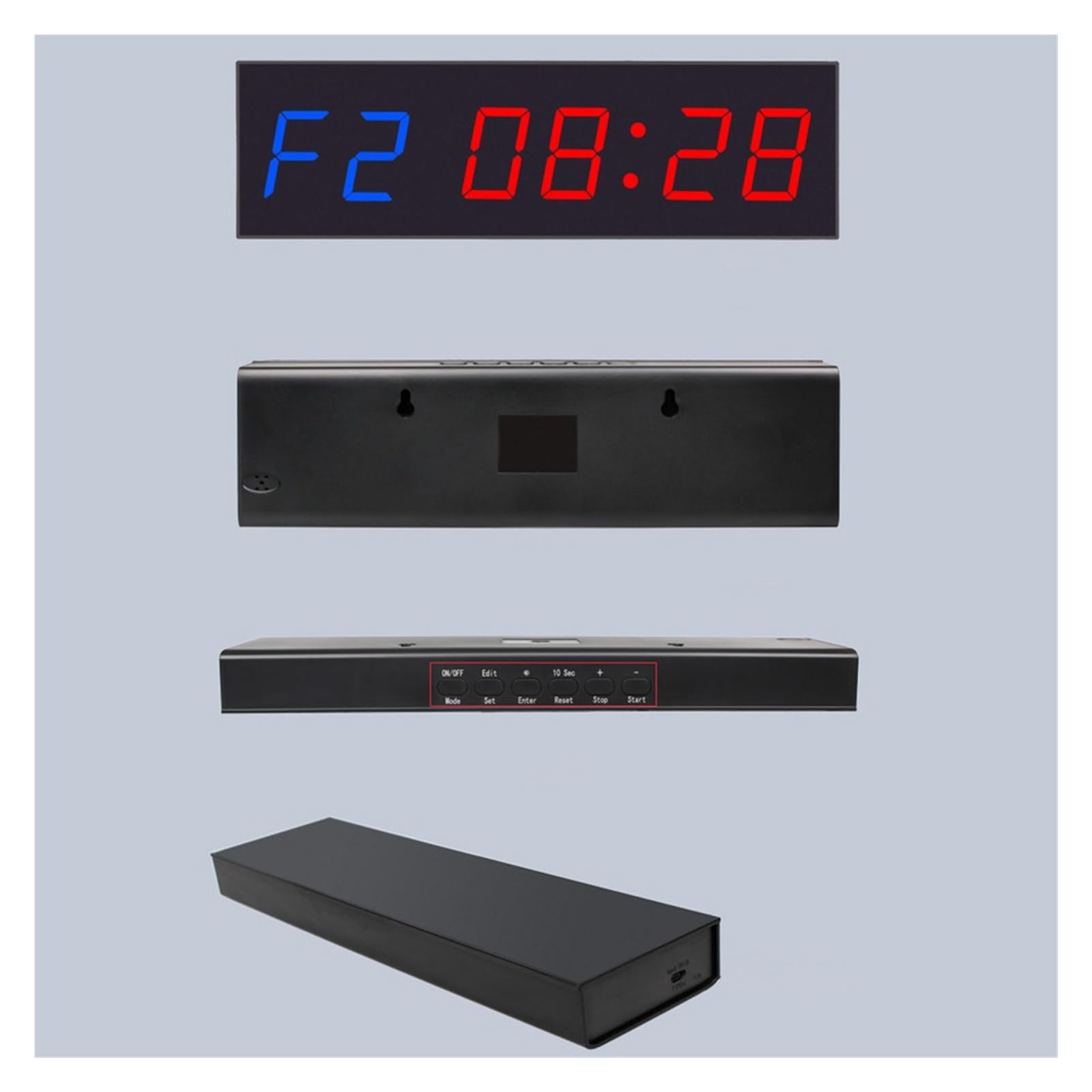 Timer palestra, 1,8 pollici 6 cifre LED timer intervallo progmabile conto alla rovescia/UP cronometro orologio in tempo reale palestra fitness