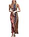 eshion Women Dress Maxi Long Backless Floral Print Summer Bodycon Halterneck Casual