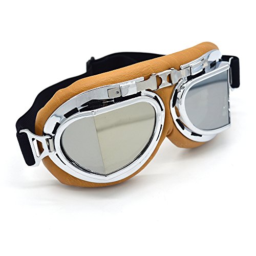 Evomosa Motorcycle Goggles Vintage Pilot Style Cruiser Scooter Goggle Outdoor Sand Goggles Bike Racer Cruiser Touring Eyewear For Half Helmet #TOP3