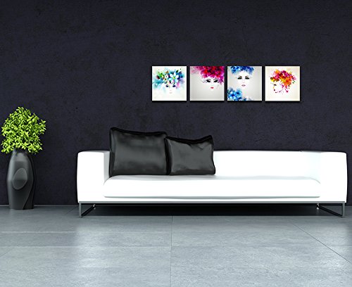 Levvarts Creative Abstract Women Face Canvas Prints,Beautiful Flowers And Butterflies In Girl Hair Wall Art,Gallery Wrap Artwork Ready To Hang,Modern Home Wall Decor #TOP3