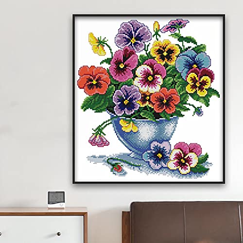 Stamped Cross Stitch Kits Six Color Flower 11 Count 41Cm X 44Cm Diy Needle Work For Home Decor #TOP2