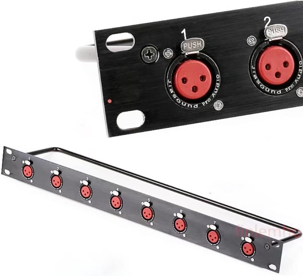 Rack Patch Panel 8 12 16 Way XLR Female Canon Connnector 1U Flight Case Mount for Professional Loudspeaker Audio Cable Dj Mixer (Bundle : 1U-8 Way)
