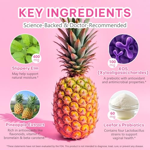 Image of Vaginal Probiotics Gummies for Feminine PH Balance, Vaginal Hydrating, Promoting Vaginal Flora Health, Fresh Odor with Prebiotics & Lactobacillus Probiotic, Hawaiian Pineapple, Plant Based|60 Gummies