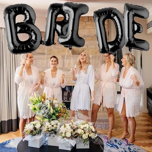Image of 40inch Bride to Be Balloons - Jumbo Bride or Die Balloons for Bridal Shower Bachelorette Party Decorations and till Death Do Us Party Supplies （Black）