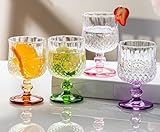 NUONUOPING Juego de vasos de brandy de 4,6 g, copas de cóctel, copas de Martini, copas de vino de cristal grabadas, copas altas para cristalería de bar, cordiales, jerez, brandy