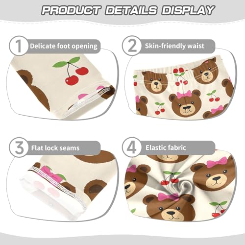 Cartoon Bear Bow Cherry Girls Leggings Soft Stretch Workout Yoga Dance Pants for Kids Casual Tights3