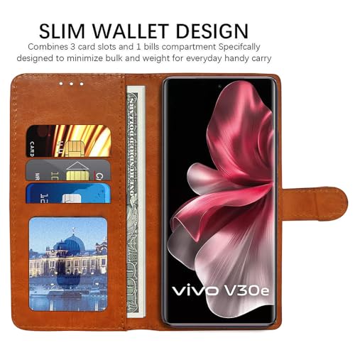 Image of Amazon Brand- Solimo Flip for Vivo V30e 5G (Leather CamelBlack)