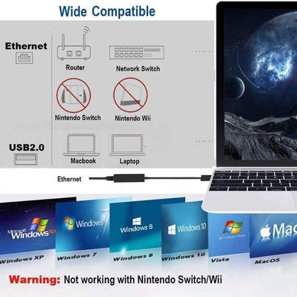 Image of BlackBoost USB Ethernet Adapter, USB 3.0 to 10 /100 Gigabit Ethernet LAN Network Adapter, RJ45 Ethernet Adapter for MacBook, PC, Desktop, Laptop with Windows 10 /8 /7, Linux, Mac OS