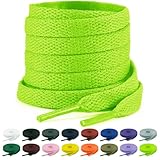 Shecret 2 Pares de Cordones, Cordones Planos de 8mm, Cordones Zapatillas Deporte Para Zapatillas Deportivas, Correr, Adultos, Niños, Poliéster (Verde fluorescente, 120 cm - 2 Paar)