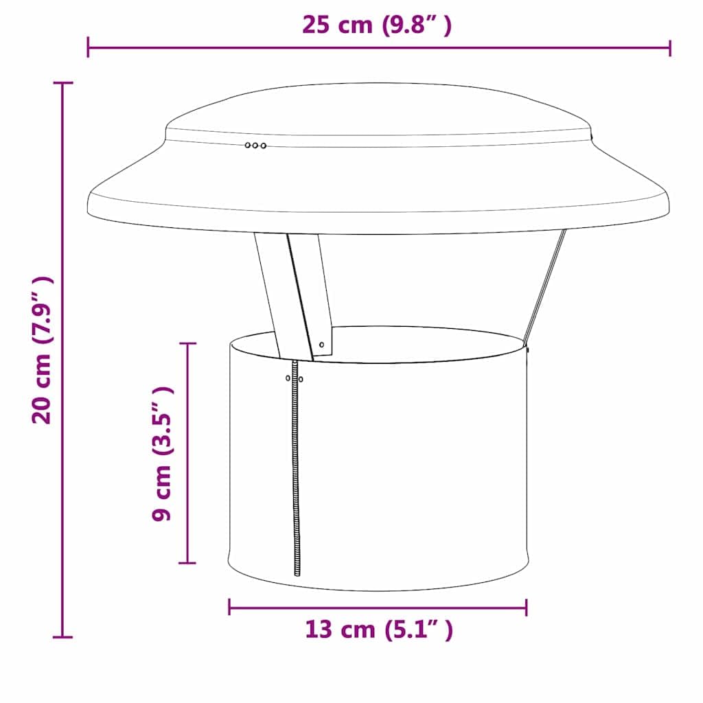 Parapioggia per camino argento in acciaio inox lucidato, 25 x 25 x 20 cm, impermeabile, leggero, per camino, stufa a legna, accessori per forno, protezione per braciere