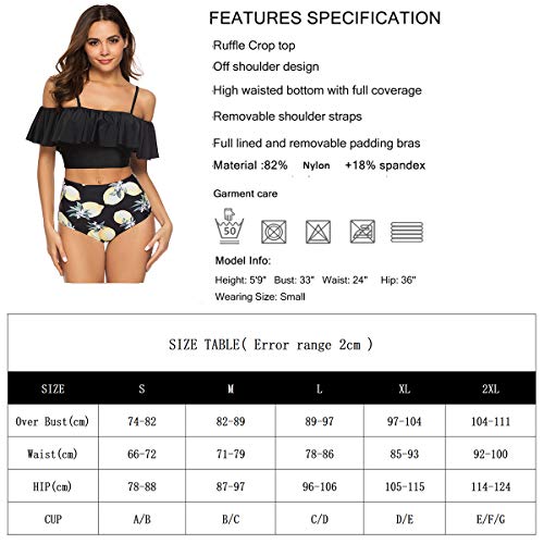 Conjunto de biquíni feminino Donnalla com babados e cintura alta, Laranja, Large