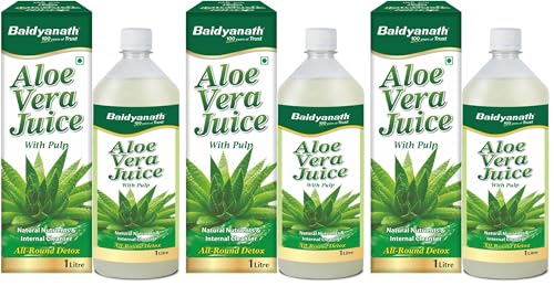 Image of BAIDYANATH AYURVED Aloe Vera Juice (with Pulp)- 1000ML | No Added Sugar | Source of Natural Nutrients, Boosts Immunity & Digestion (Pack of 3)