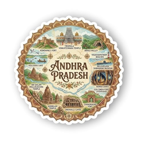 Image of Andhra Pradesh Textured Finish Acrylic Fridge Magnet - UV Texture Printed, Stylish Multicolor Magnet for Fridge, Wardrobe & Metal Surfaces, Pack of 1 (Andhra Pradesh)