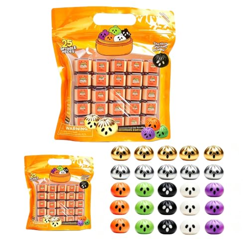 25 Pack Mini Squishy Dumplings Halloween Dumpling Squishy Set with Steamer - image 1