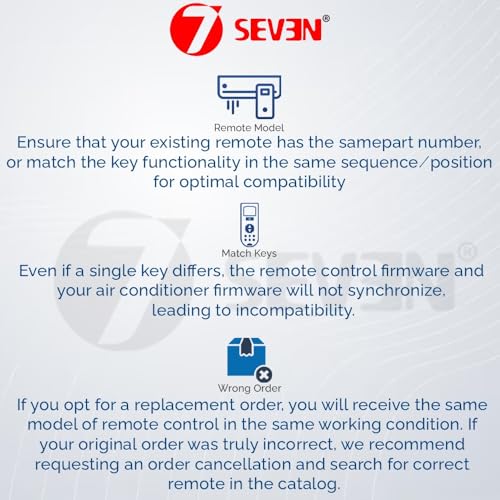 Image of 7SEVEN Compatible with Videocon AC Remote Control Model 39 Suitable for 1 1.5 2 Ton Window and Spilt Air Conditioner - Match Key by Key Exactly with Existing Remote Function