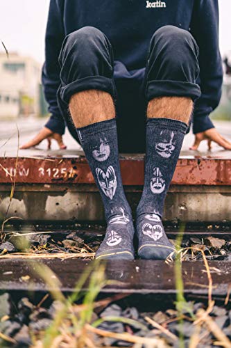 MERGE4 KISS Faces Collectible Large Crew Socks for Men and Women Officially Licensed Black White Iconic Rock and Roll Band4