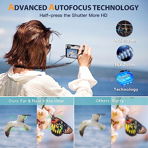 Upgraded 4K Digital Camera With Viewfinder Flash & Dial, 48Mp Digital Camera For Photography And Video Autofocus Anti-Shake, Travel Portable Camera With Sd Card 2 Batteries, 16X Zoom Vlogging Camera #TOP3