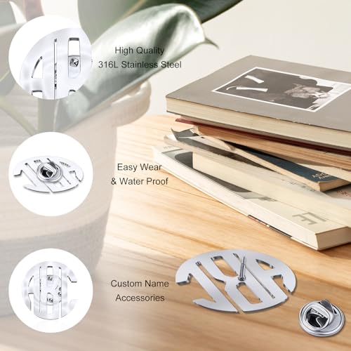 Image of Custom Lapel Pin for Women Men - Name Brooch Pin Personalized Stainless Steel for Wedding Business Party - Gold /Silver /Black Customized Jewelry Gifts