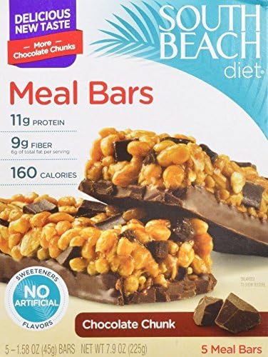 South Beach Diet Meal Bars, Chocolate Chunk, 1.58 Ounce, 5 Count