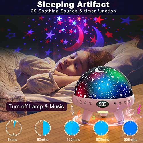 YACHANCE Baby Night Light Star Projector Night Light projector for Kids Room with Sound Machine White Noise Machine for Sleeping Soother Nursery Lamp 9 Natural Sounds 20 Lullabies Remote Control Timer - Image 2