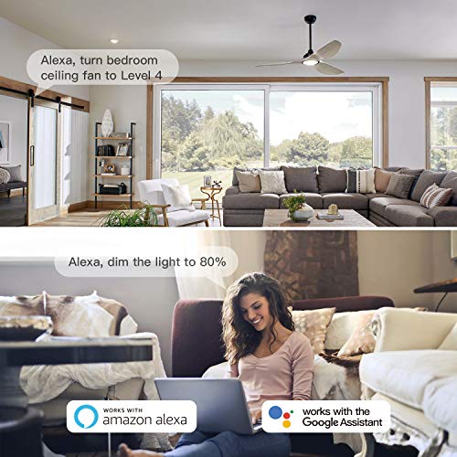 Smart Ceiling Fan Control and Dimmer Light Switch, Neutral Wire Needed, Treatlife Single Pole Wi-Fi Light Switch Fan Speed Control, Works with Alexa/Google Assistant, Schedule, Remote Control (2PACK)