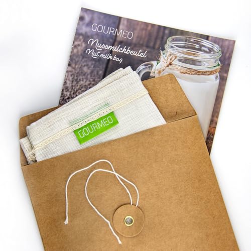 GOURMEO - Bolsa para Leche Vegetal - Filtro Colador para Leche Vegetal - Fibra de Cáñamo Natural - Producto Biodegradable - para Leche Vegana de Nueces, Avellana, Zumos, Batidos
