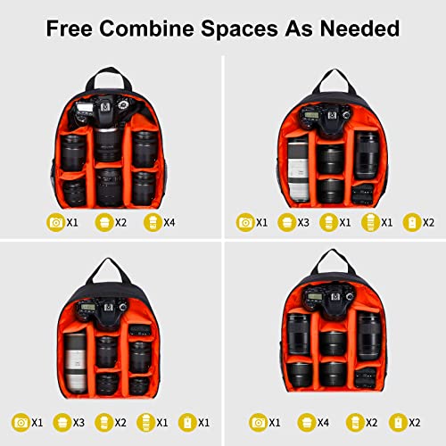 Valueqlo Camera Backpack, Dslr/Slr/Mirrorless Photographers Camera Bag, Multi-Functional Waterproof Camera Case For Women Men, With Canon/Nikon/Sony, Orange #TOP1