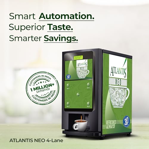 Image of ATLANTIS Neo 4 Lane Premix Based Tea & Coffee Vending Machine | Dedicated Hot Water Option| For Shops, Offices, Hotels & Restaurants