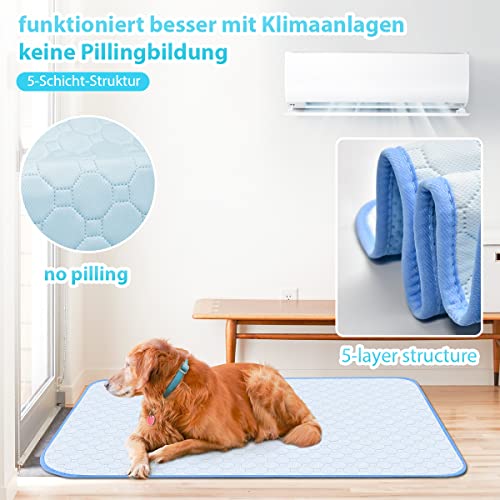 Armyte Große Kühlmatte für Hunde Katzen, Selbstkühlend Haustiermatte Waschbar Kühlpad Kühlkissen rutschfeste Komfortabel Kühlbett für Sofa, Kiste, Käfig, Nest, Auto (100 x 65 cm | Blau)