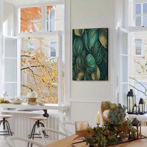 Tableau salon moderne 60x90 cm vert doré pour illuminer un mur sombre