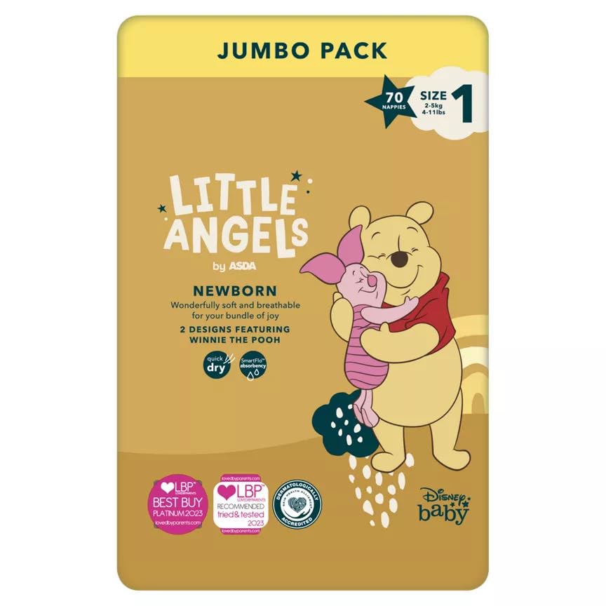 Little Angels Size 1 Disney Nappies Newborn Jumbo 70 Pack