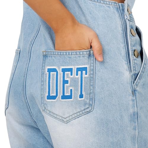 FOCO Detroit Lions NFL Womens Big Logo Denim Bib Shortalls - S by FOCO - Used condition - Image 5