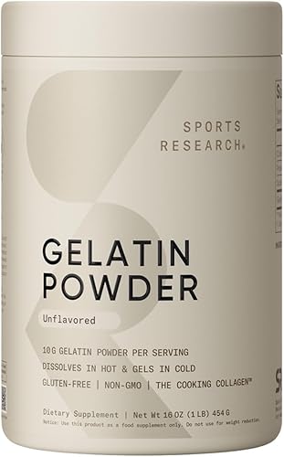 Sports Research Polvo de cocina de colágeno de gelatina, procedente de vacas criadas en pastos, ideal para cocinar y hornear, certificado apto para