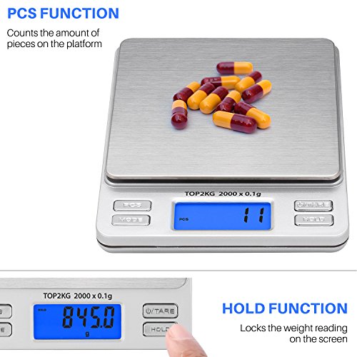Smart Weigh Digital Pro Pocket Scale 2000G X 0.1Gram,Jewelry Scale, Coffee Scale, Food Scale With Tare, Hold And Counting Function ,Back-Lit Lcd Display #TOP2