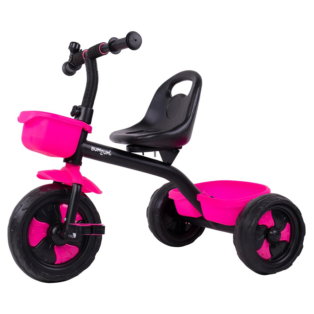 BumtumTricycle Rider| Play & Plug Cycle for Kids | Sturdy Designs with Storage Box, Horn and Guarded Seats, Heavy Wheels (Pink N Blink)