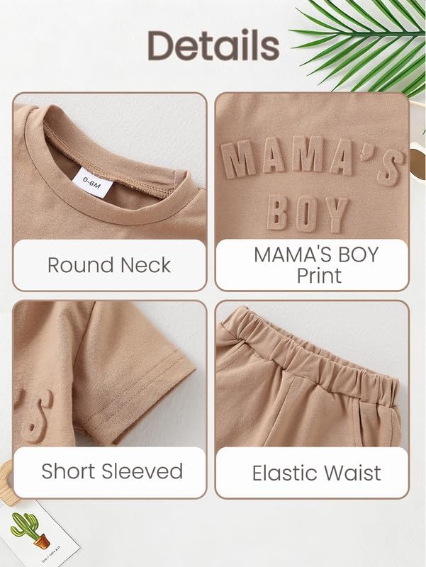 Toddler Baby Boy Summer Clothes Letter T Shirt Elastic Waist Shorts with Pockets 2Pcs Casual Outfit - Image 4