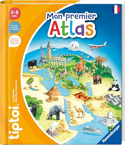 Ravensburger - tiptoi® - Mon Premier Atlas - Livre Interactif Éducatif Sans Écran - Découverte du Monde pour Enfants dès 5 ans - Lecteur Non Inclus -...
