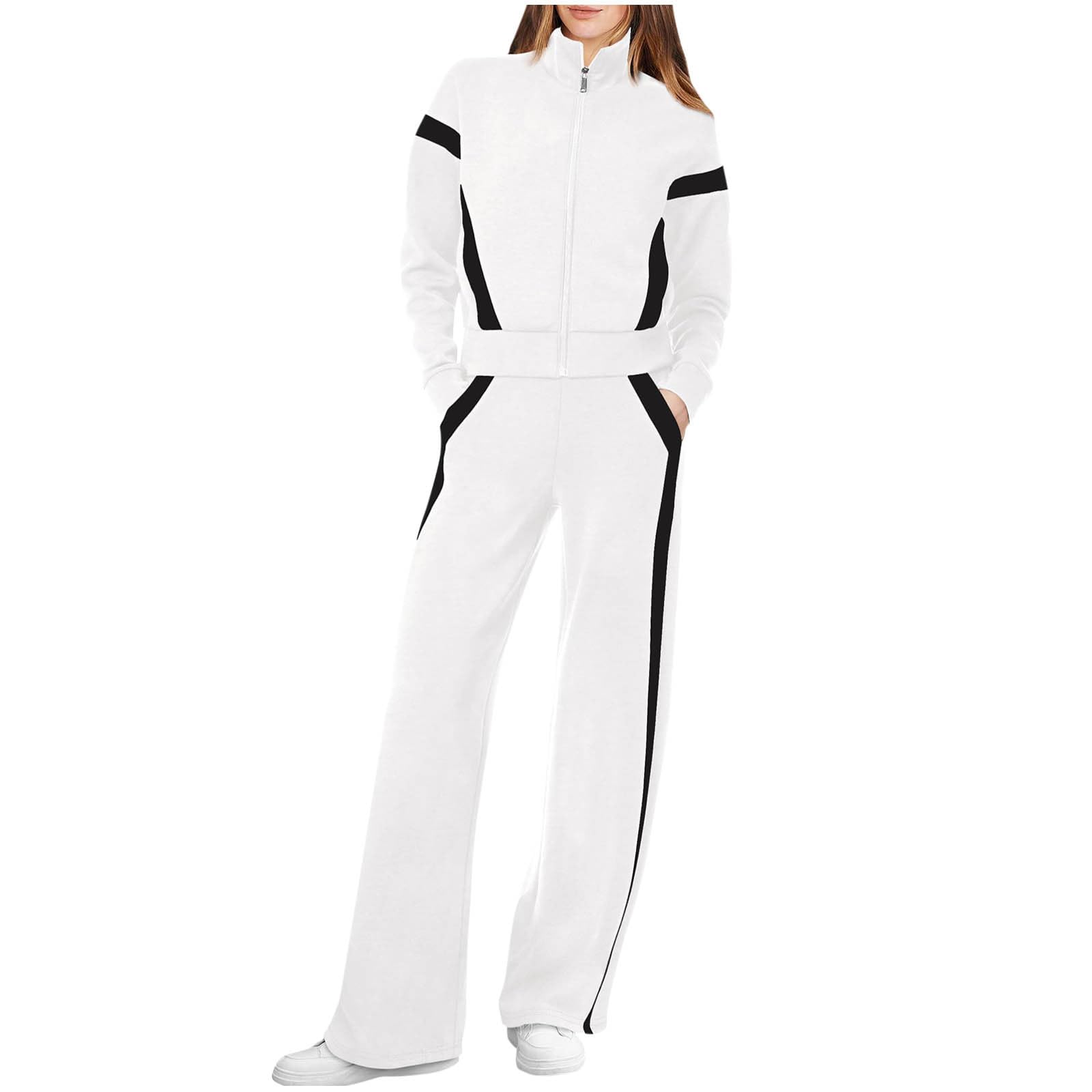 Tuta Sportiva Donna Completa 2 Pezzi Invernale in Pile Jogging Ginnastica