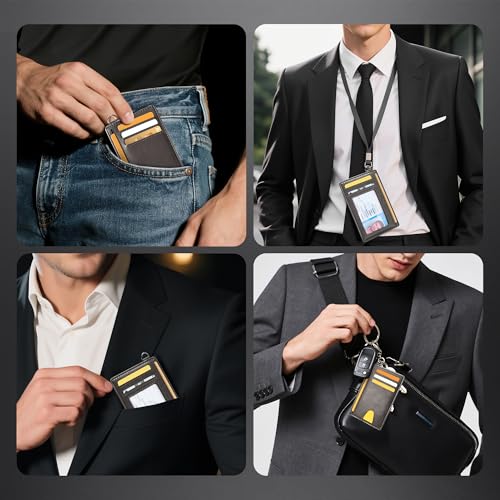 Image of Mayski Slim Wallet, Credit Card Holder for Women, Minimalist Front Pocket RFID Blocking Card Cases, Small Wallet Women Men(Oiled Wax Grey)