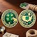 Four Leaf Clover Lucky Charms Coin – Double-Sided Lucky Coin Featuring Four Leaf Clover on One Side & Elephant with Lucky Symbols on The Other Perfect Good Luck Gift (A)