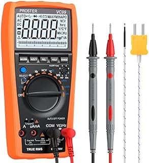 Auto-Ranging Multimeter VC99 Amp Ohm Volt Meter Multi Tester with Capacitance Frequency Test and Temperature Measurement - Maximum Reading up to 5999 and 2000uF