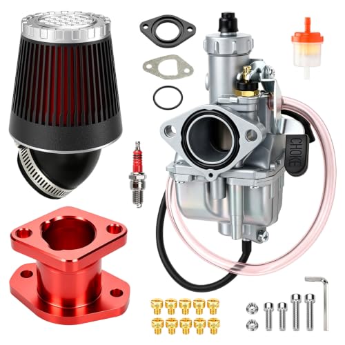 Image of FVRITO VM22 Carburetor Kit Compatible with Predator 212cc 196cc 224cc Coleman CT200U CT200U-EX BT200X Baja MB200 Mini Bike KT196 Go Kart GX160 GX200 Clone Engine Parts with Air Filter Intake Manifold