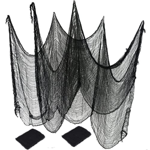 Stoffa per Halloween in rete nera - 80 x 600 cm