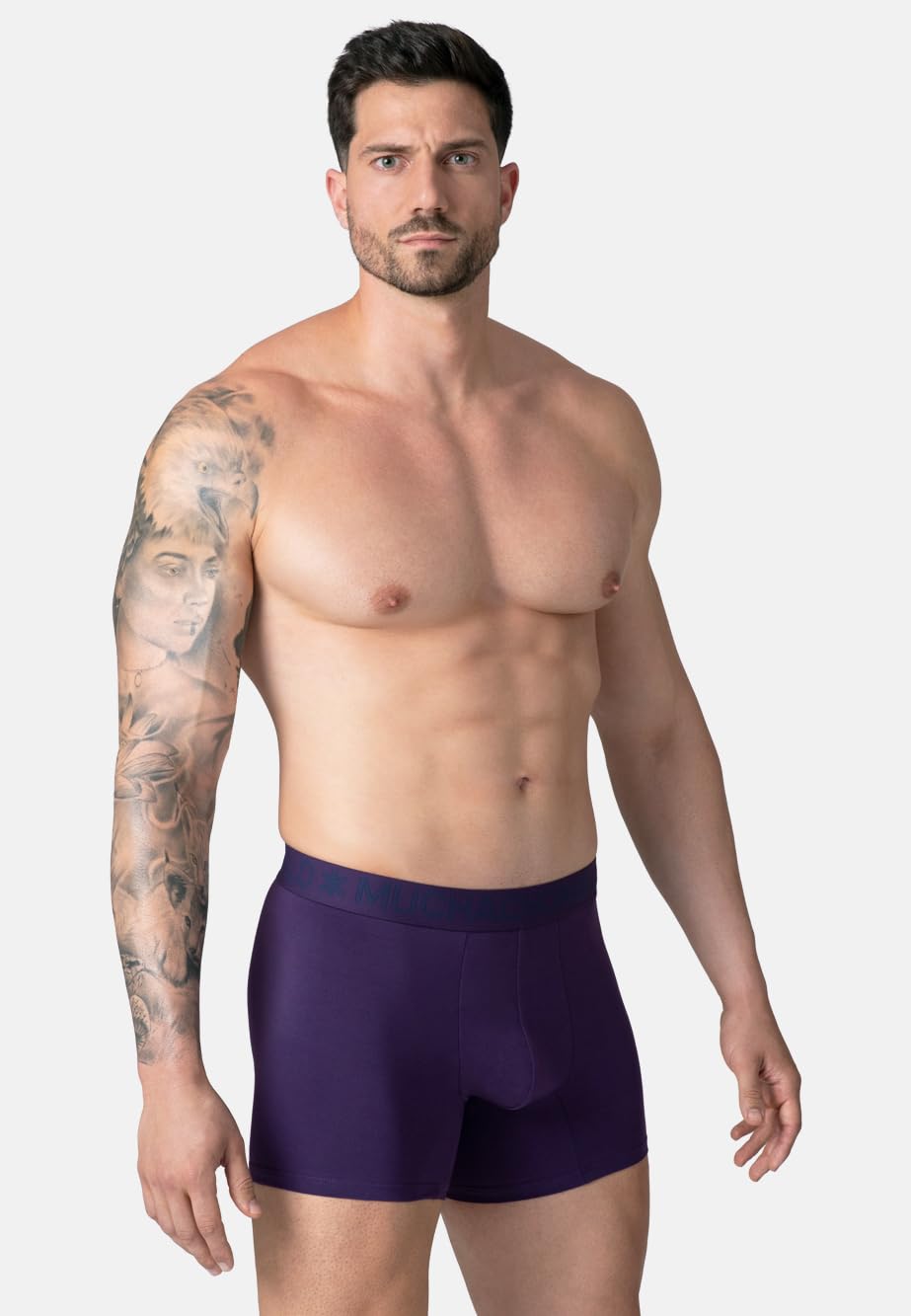 Muchachomalo Calzoncillos para Hombre, Ropa Interior Lisa de Algodón para Hombre, Pack de 2 Unidades, Bóxers Lisos de Corte Clásico con Cintura Elástica
