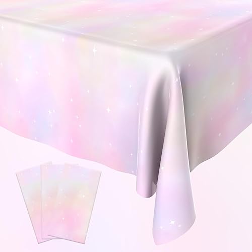 Manteles desechables de arcoíris pastel, 3 unidades, manteles desechables de plástico para mesas rectangulares, decoración de cumpleaños,