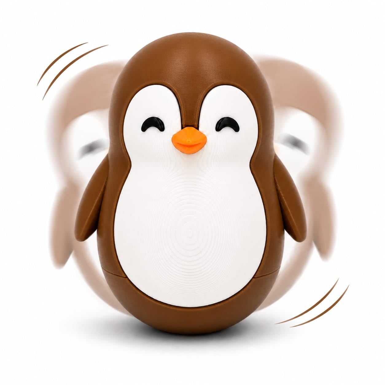 Roly Poly Penguin Wobbler | Cute Self-Righting Penguin Desk Toy | Stress Relief Fidget Toy | Mini Penguin Collectible | Office Desk Decor & Gift (Chestnut Brown, 1 pc)-picture-12