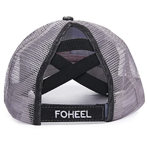 Criss Cross Ponytail Hat Baseball Caps For Women Mesh Back High National Flag Trucker Hat Pony Cap Embroidery Hiking Golf Running Hats American Flag Cap 2 Pieces #TOP6