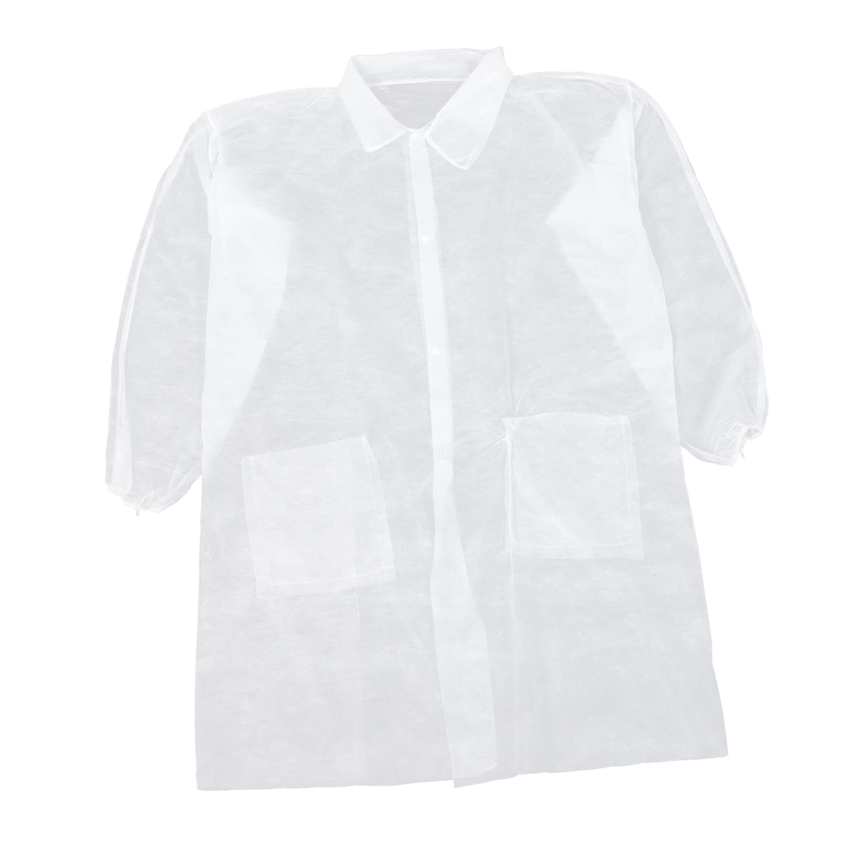 PLAFOPE 10 Piezas Bata de Laboratorio de Tela No Tejida Desechable, Manga Larga Botones, Protección contra Salpicaduras y Suciedad para Limpieza y Mantenimiento