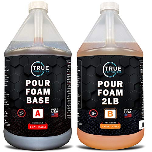 TRUE COMPOSITES Liquid Urethane - 2-Part Closed Cell Rigid Pour Foam - 2 Lb Density - Fast-Acting Formula - Great for Boat Buoyancy, Flotation, Filling, Soundproofing & Insulation - 2 Gallon Kit Total